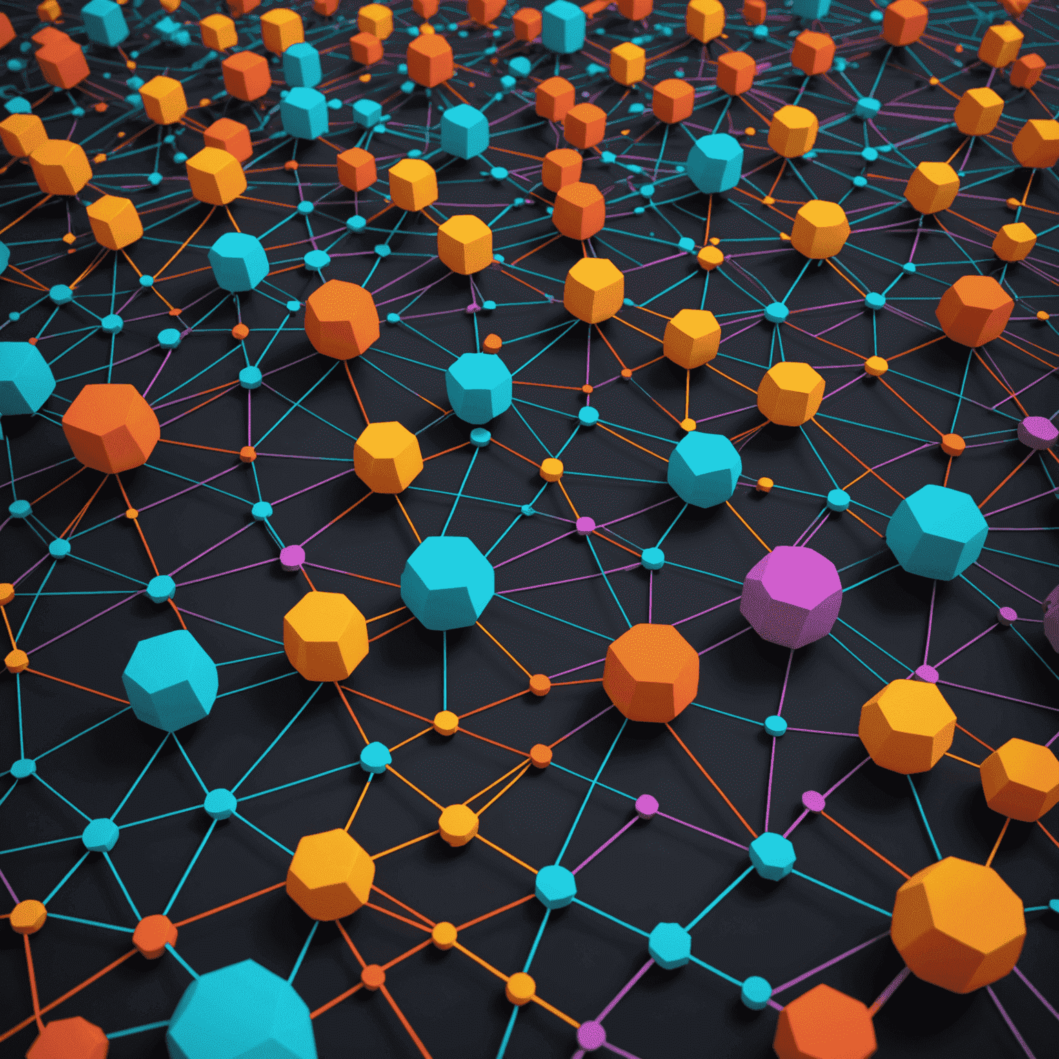 A 3D visualization of complex data structures created in AutoCAD, showcasing colorful geometric shapes representing different data points and connections